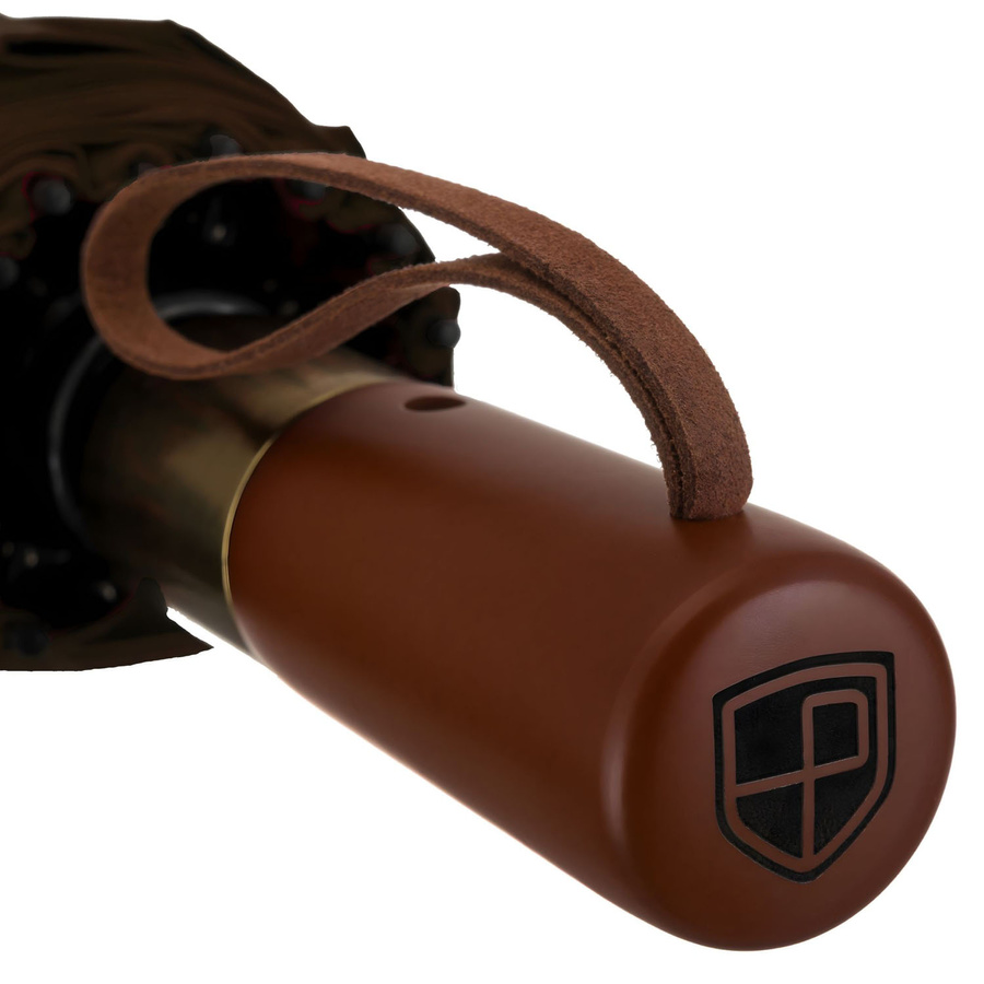 Duży, elegancki i składany parasol w brązowym kolorze - Peterson