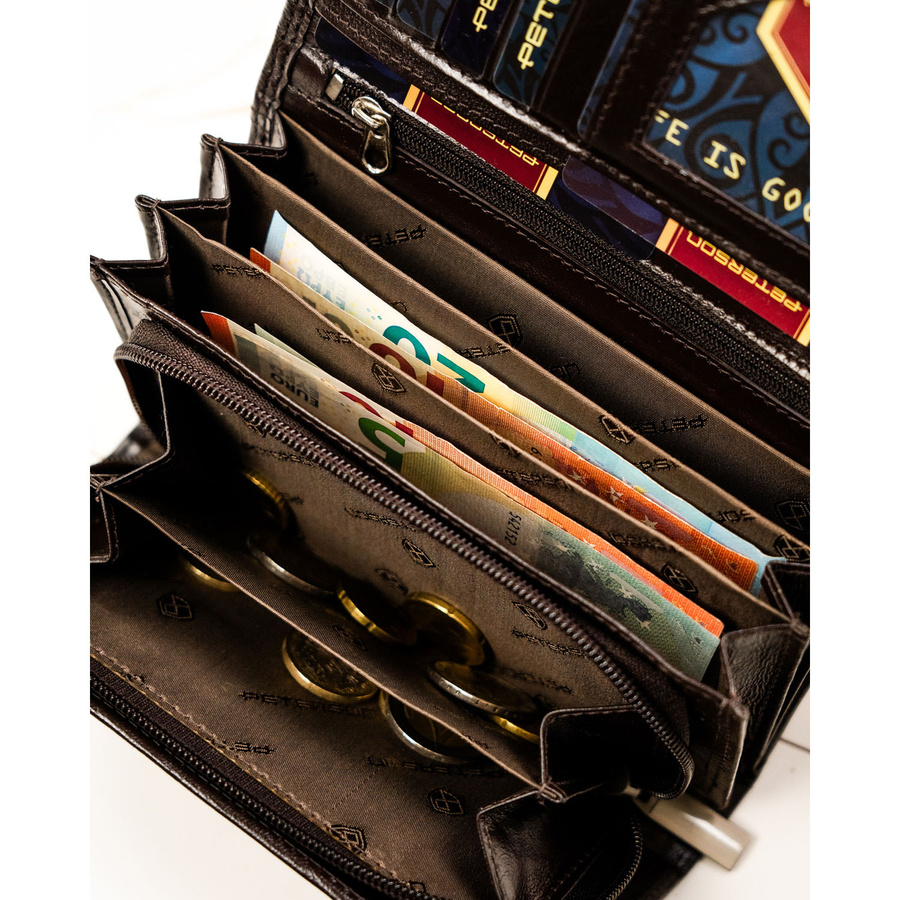 Leather wallet RFID PETERSON PTN RD-07-NGV