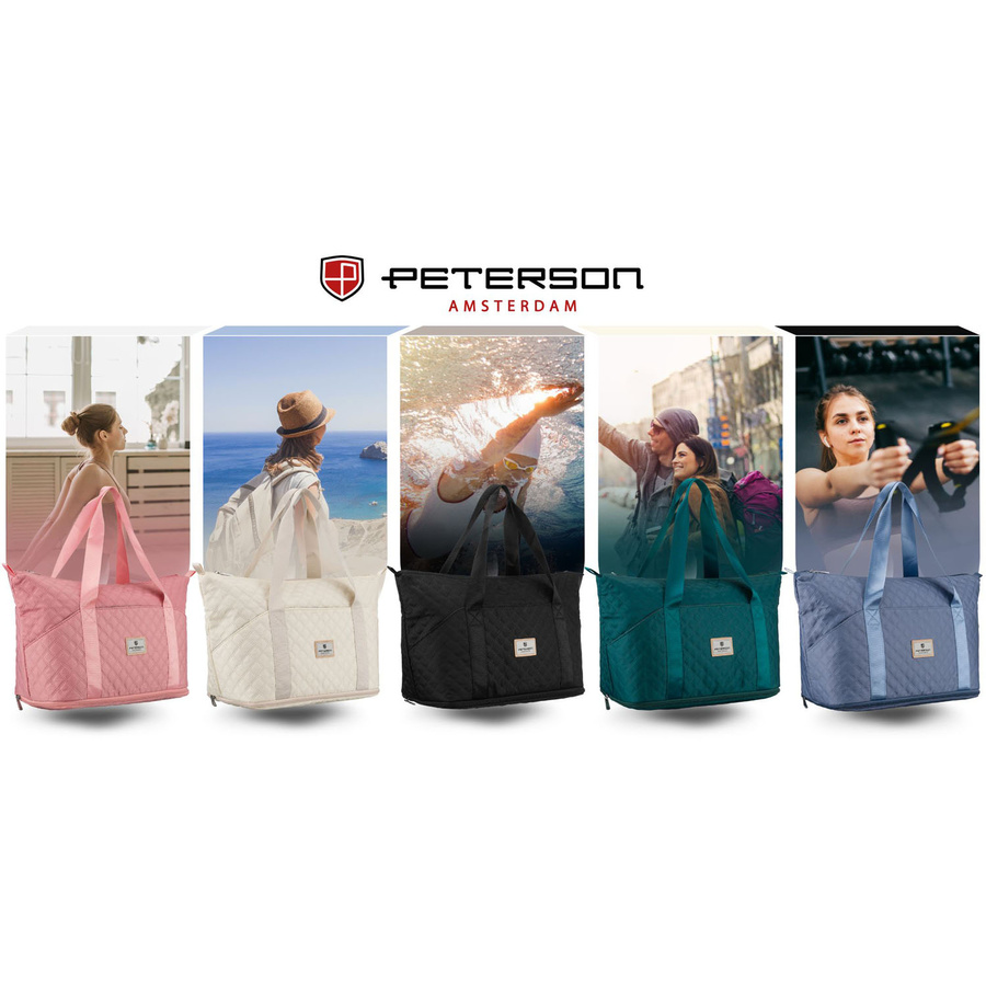 Treningowa torba wykonana z poliestru w zielonym kolorze, zawieszona na wygodnych uchwytach - Peterson