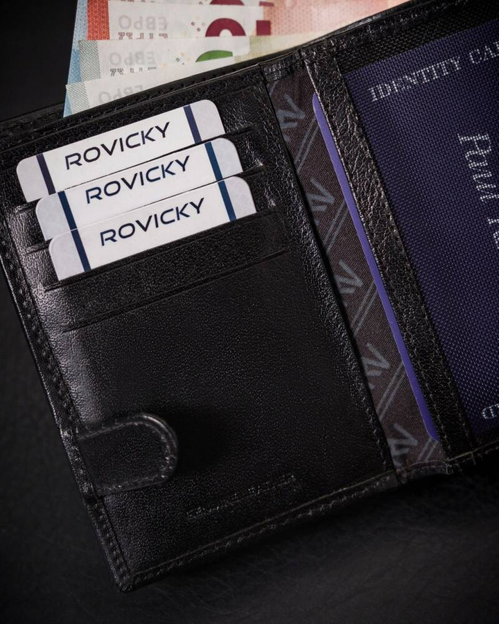 Leather wallet RFID ROVICKY RV-7680056-9-BCA