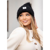 Zimowa czapka damska beanie w czarnym kolorze wykonana z nylonu - Peterson