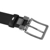 Szeroki, czarny pasek męski ze skóry ekologicznej ze srebrną, klasyczną klamrą