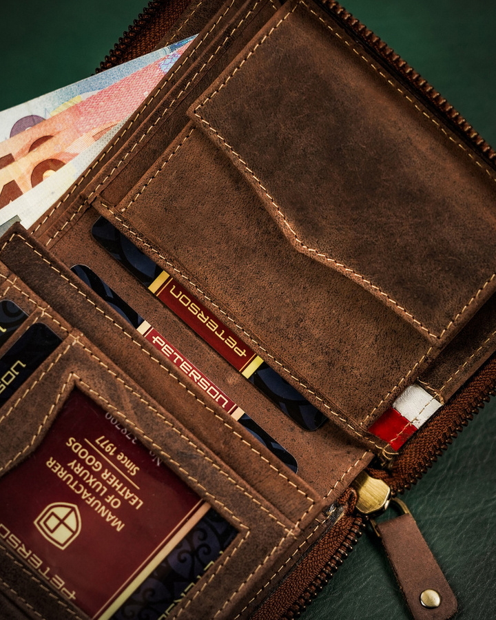 Leather wallet RFID PETERSON PTN 340PW-02 2-1-4