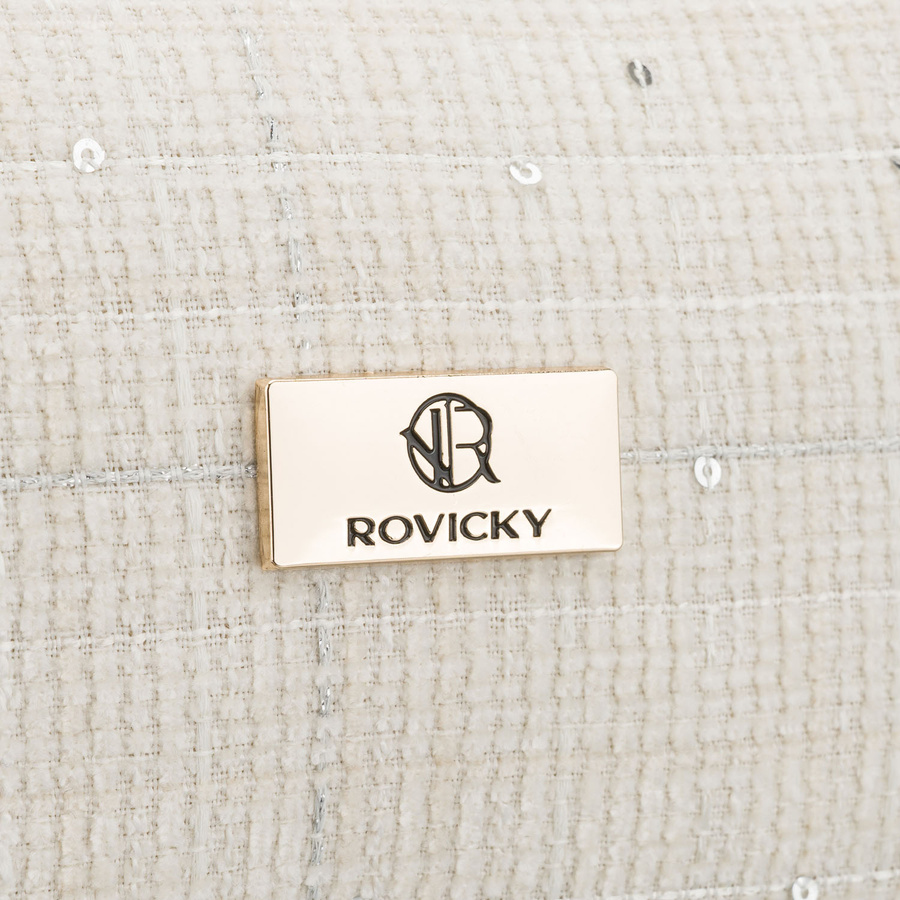 Pojemna kosmetyczka damska wykonana z materiału syntetycznego w beżowym kolorze, zamykana suwakiem - Rovicky