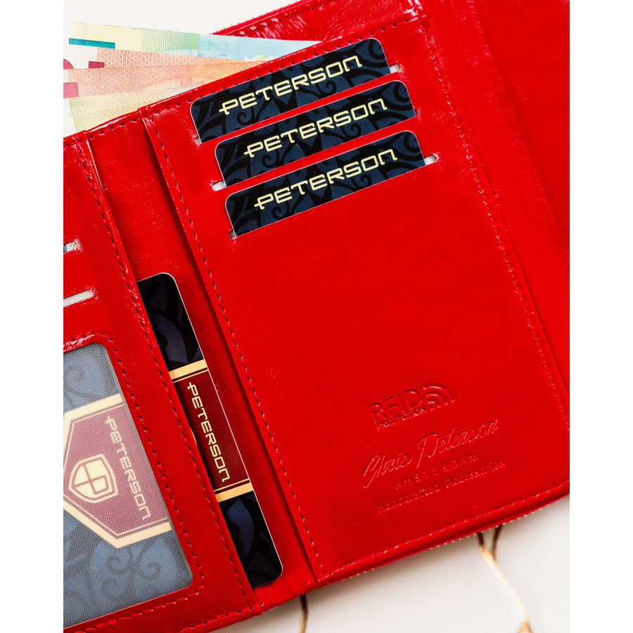 Modny, kolorowy portfel damski ze skóry ekologicznej w kwiaty - Peterson