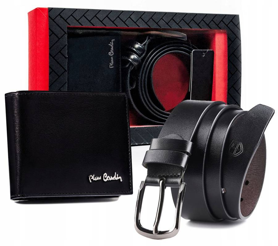 Leather's wallet and leatherette belt set PIERRE CARDIN ZM-PC