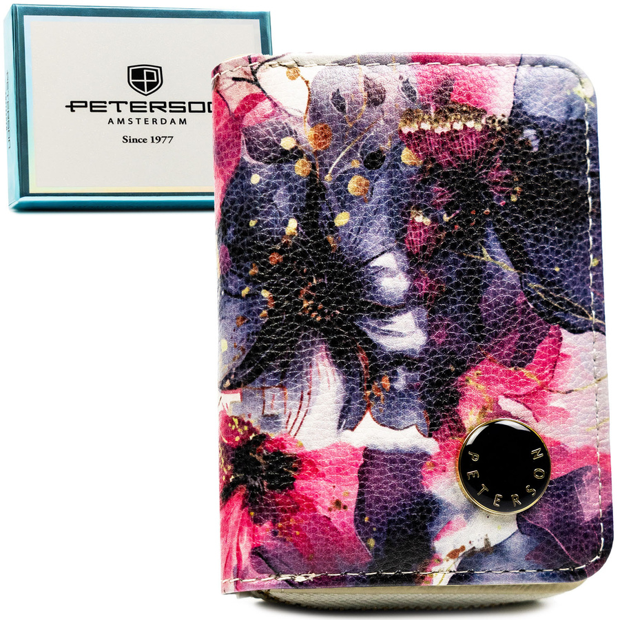 Dámska kvetinová peňaženka z prírodnej a ekologickej kože s RFID ochranou - Peterson
