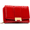 Czerwony, lakierowany portfel damski wykonany ze skóry ekologicznej o przestrzennej fakturze - Peterson