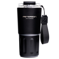 Kubek termiczny ze stali nierdzewnej w czarnym kolorze - Peterson