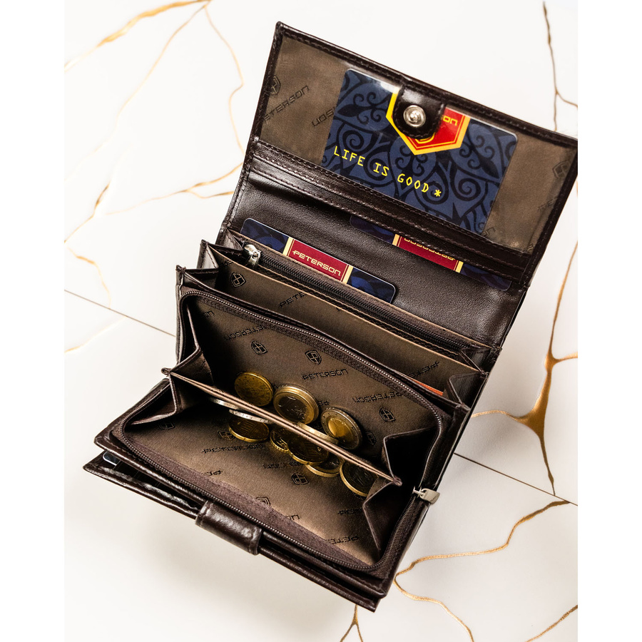 Leather wallet RFID PETERSON PTN RD-21-NGV