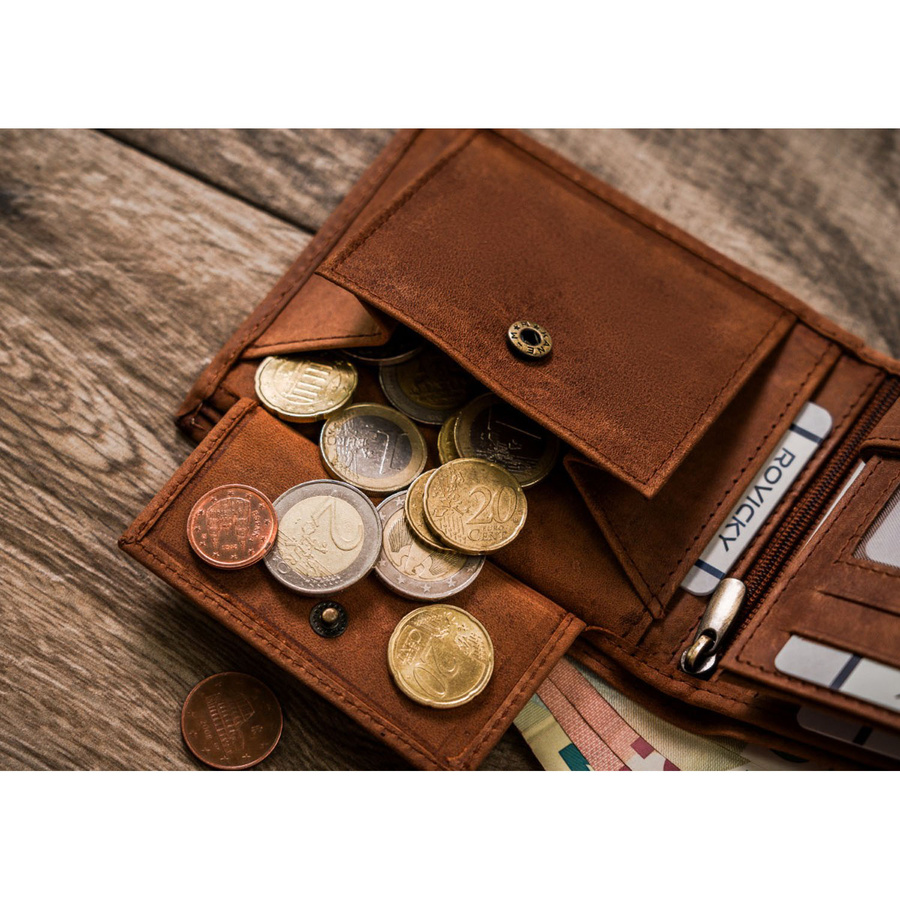 Duży portfel męski z nubukowej skóry naturalnej w brązowym kolorze - Always Wild