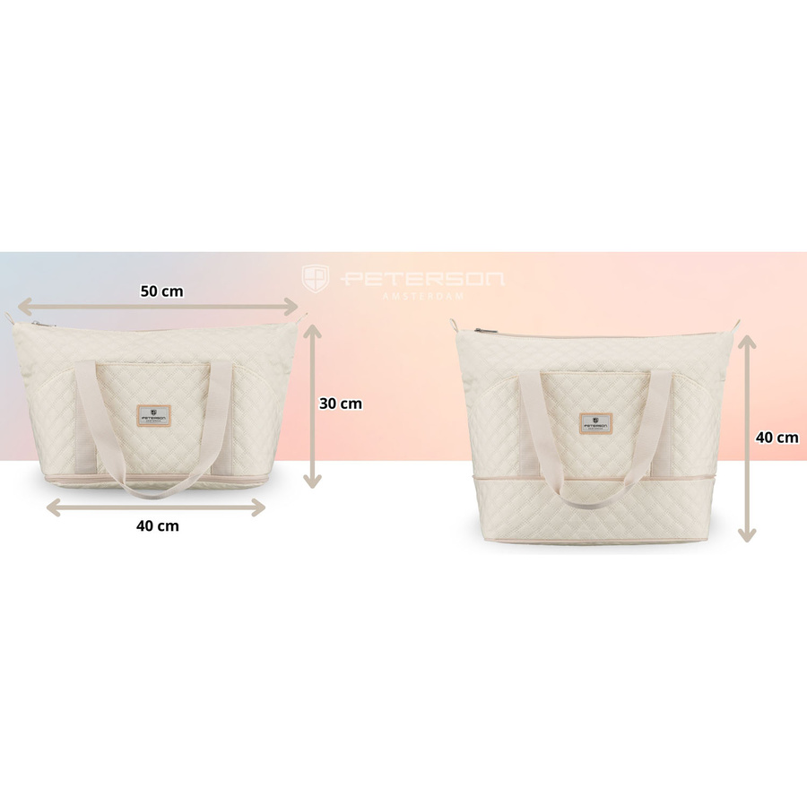 Beżowa, treningowa torba wykonana z poliestru, jednokomorowa - Peterson