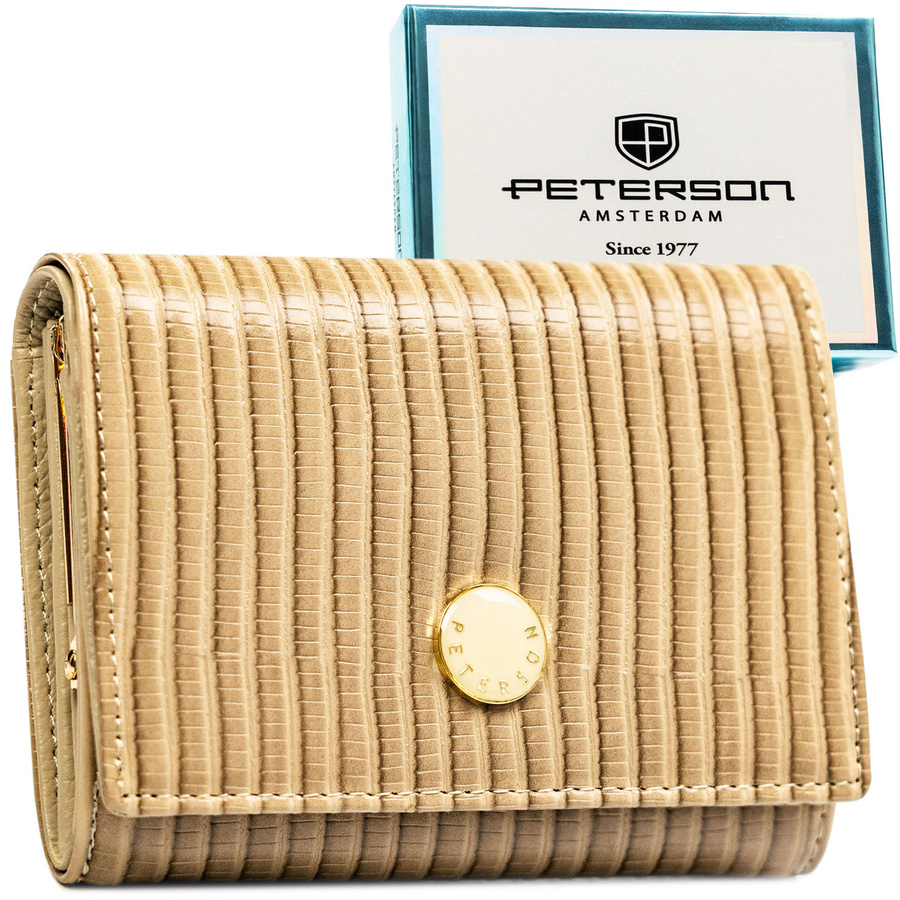 Béžová dámska peňaženka z kože s RFID ochranou a veľkým vnútorným priestorom