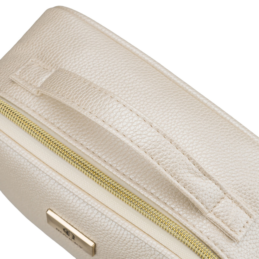 Praktyczna kosmetyczka ze skóry ekologicznej w jasnobeżowym kolorze - Rovicky