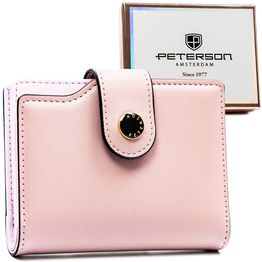 Dámska ružová peňaženka z ekologickej kože – RFID ochrana, elegantné darčekové balenie – Peterson
