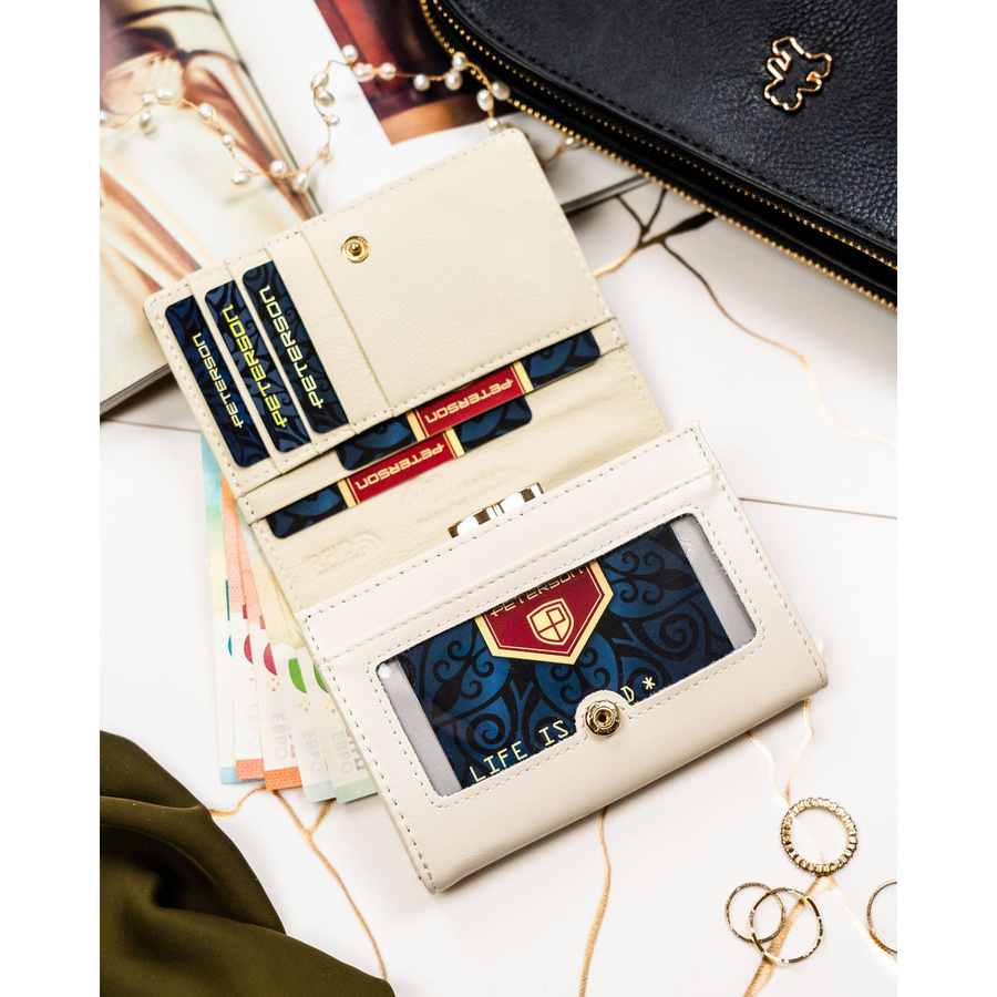 Leather and leatherette wallet RFID PETERSON PTN PX30-PF2