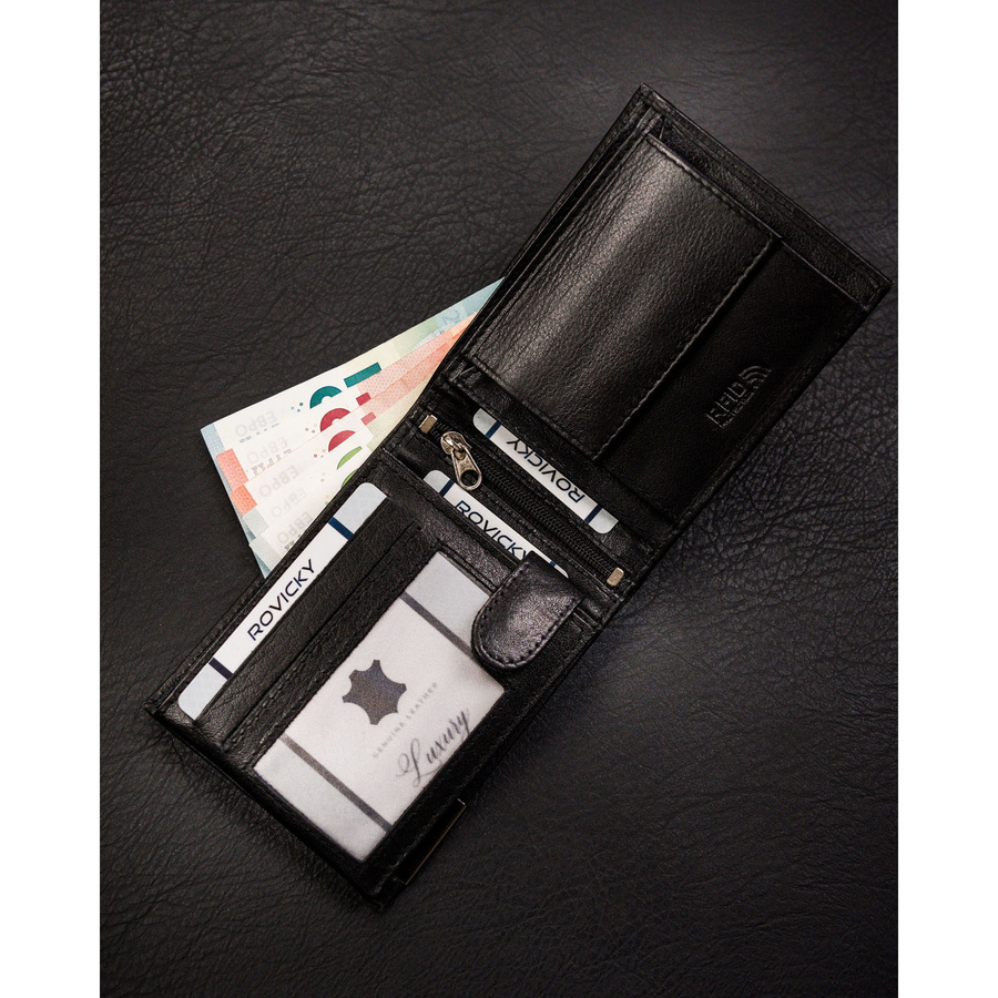 Leather wallet RFID RONALDO RM-02-BDF-BL