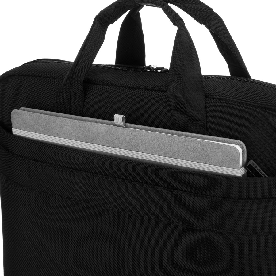 Męska torba na laptopa z wytrzymałej cordury w czarnym kolorze, zamykana suwakiem - Peterson