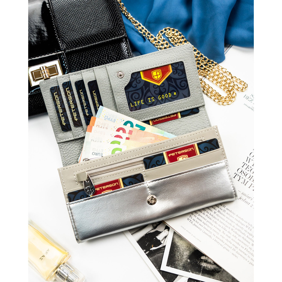 Leather+leatherette wallet RFID PETERSON PTN PX27-1-NPK