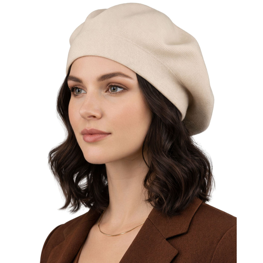 Dámska baretka z akrylu v svetlobéžovej farbe