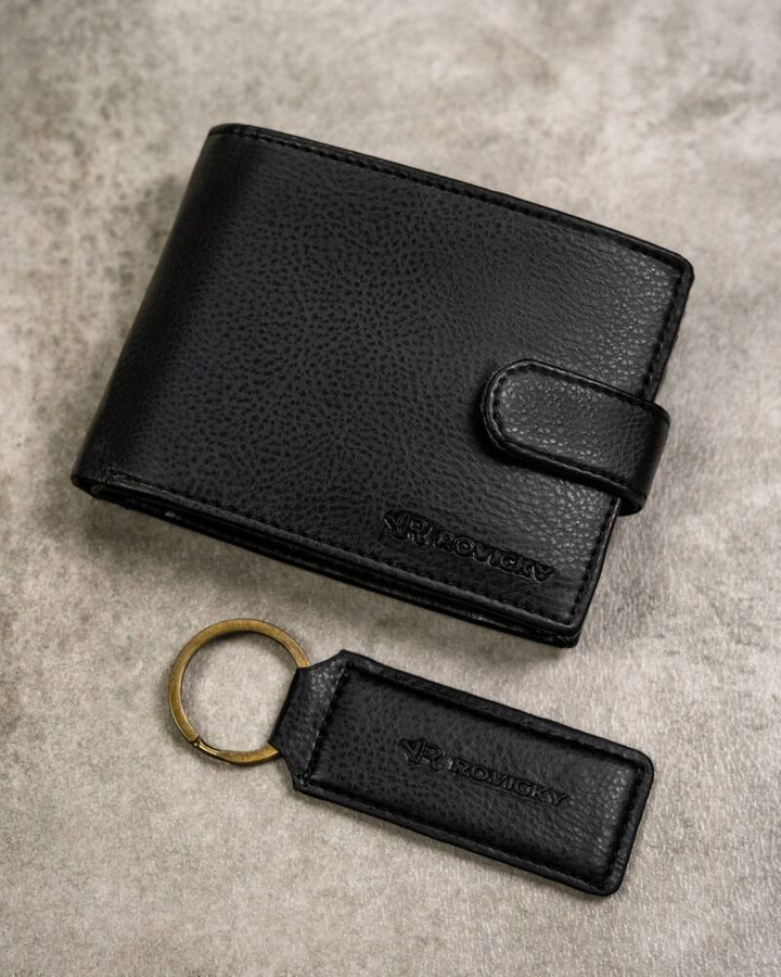 Leather wallet & key ring set ROVICKY R-SET-M-N003L-SBH