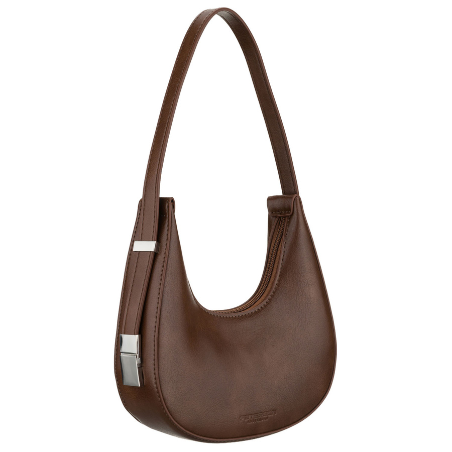 Dámska hnedá bagetová crossbody kabelka z ekologickej kože