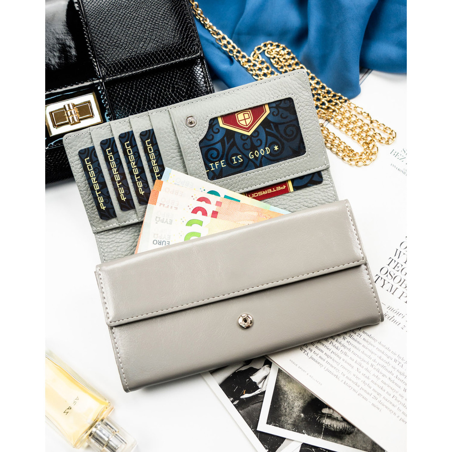 Leather+leatherette wallet RFID PETERSON PTN PX22-1-NPK
