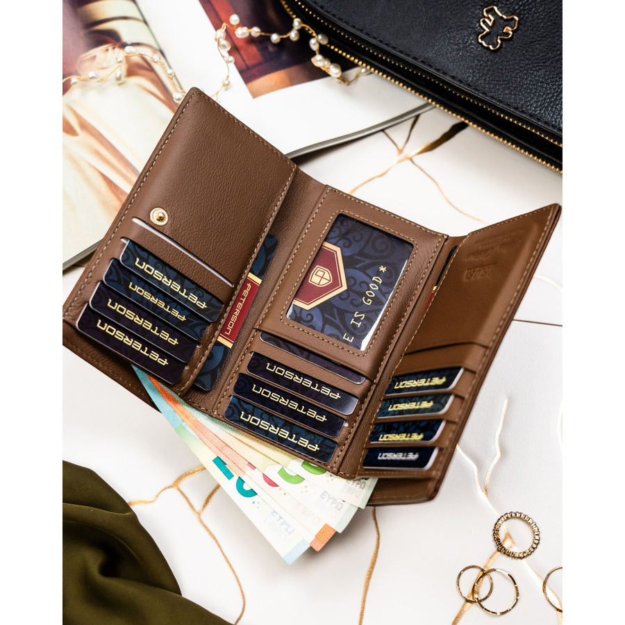 Leather and leatherette wallet RFID PETERSON PTN PS108-HNL