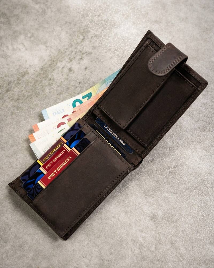 Leather wallet & key ring set PETERSON PTN SET-M-N003L