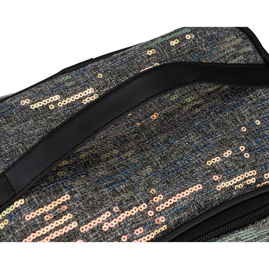 Czarna, podróżna kosmetyczka z tkaniny syntetycznej ozdobiona cekinami - Peterson