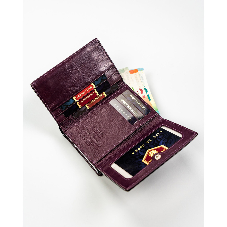 Leather and leatherette wallet RFID PETERSON PTN PS15-09-FDS