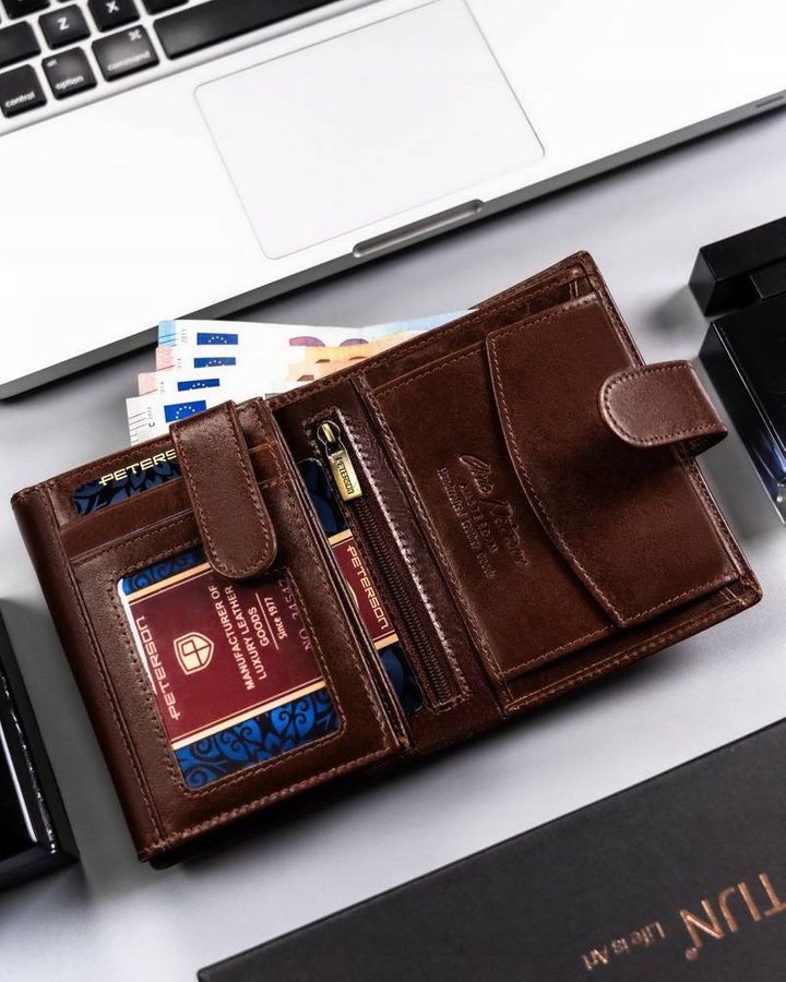 Leather wallet RFID PETERSON PTN 22309L-VT