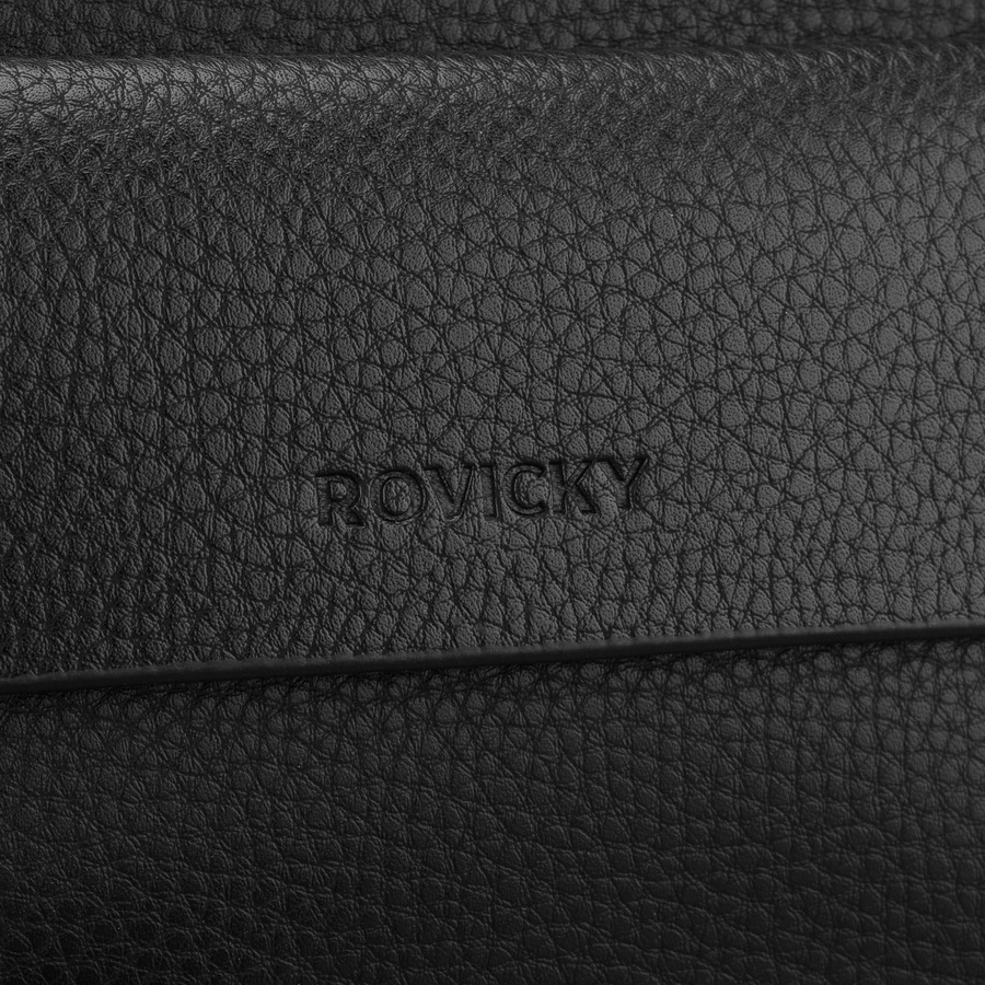 Saszetka męska do ręki wykonana ze skóry ekologicznej w czarnym kolorze - Rovicky