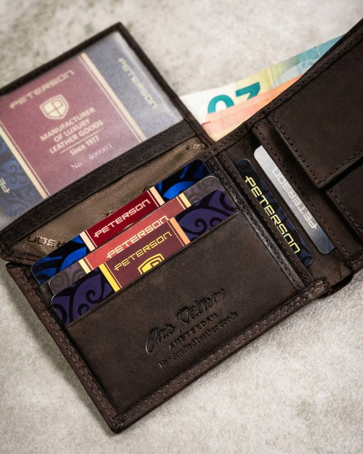 Leather wallet & key ring set PETERSON PTN SET-M-N003L