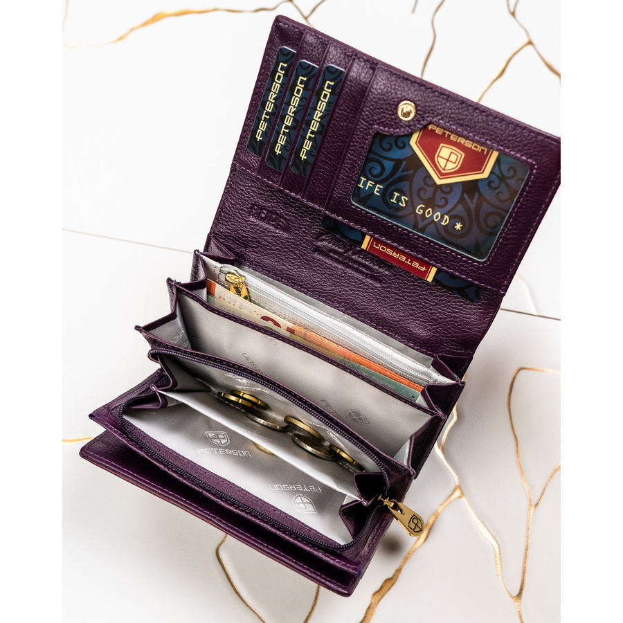 Leather and leatherette wallet RFID PETERSON PTN PS112-HNL