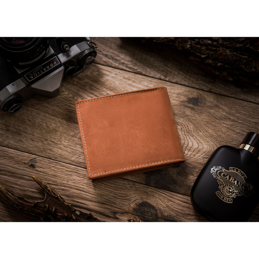 Pánska peňaženka z prírodnej kože v hnedej farbe, model bez vonkajšej zapínania - Always Wild