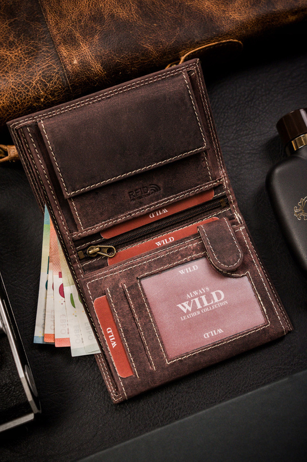 Leather wallet RFID ALWAYS WILD N4-CHM-BL