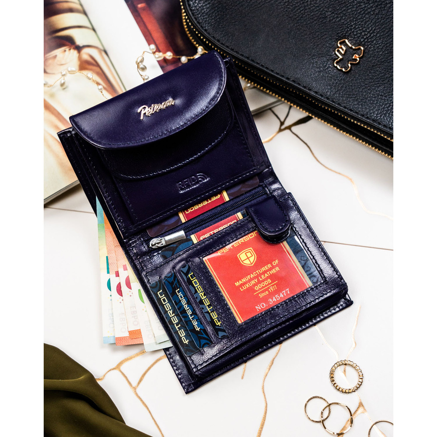 Leather wallet RFID PETERSON PTN RD-357-NGV-M