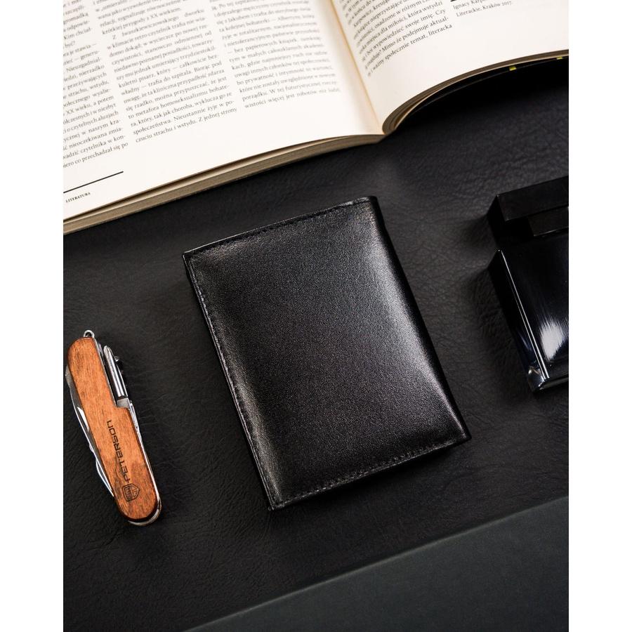 Leather wallet RFID RONALDO RM-03-BDF-BL