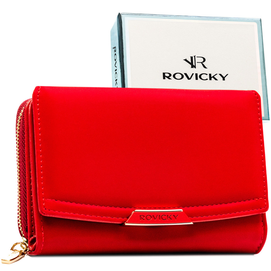 Dámska stredná červená peňaženka z ekologickej kože s RFID ochranou