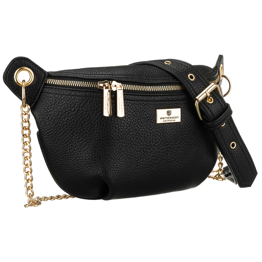 Čierna dámska crossbody kabelka z ekologickej kože s retiazkovým detailom