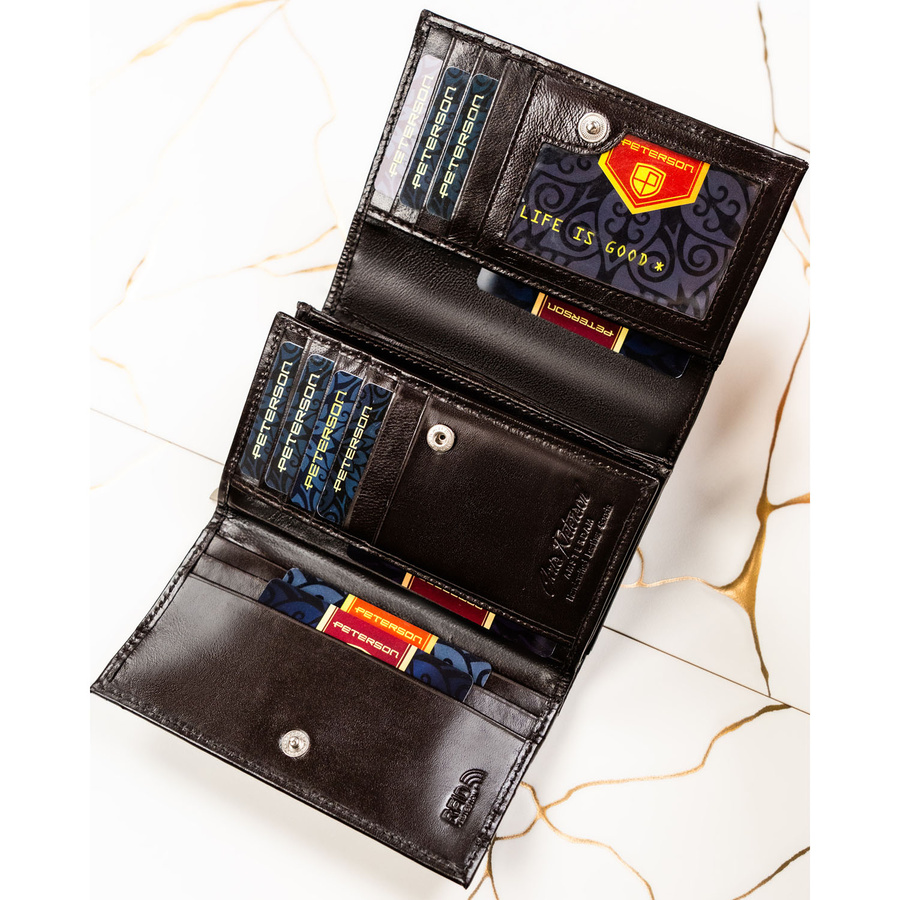 Leather wallet RFID PETERSON PTN RD-22-NGV