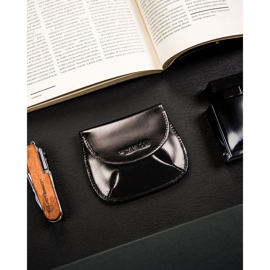 Skórzane, czarne etui na klucze z portmonetką damską - 4U Cavaldi