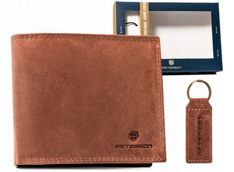 Leather wallet & key ring set PETERSON PTN SET-M-N994-CHM