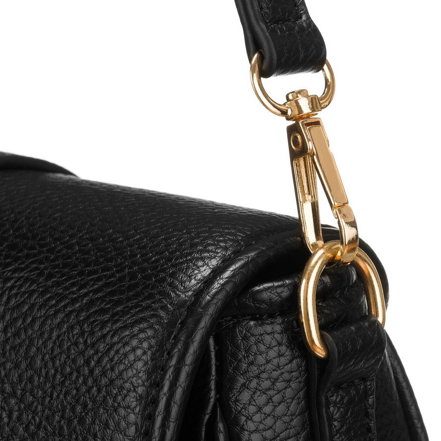 Mała, czarna torebka damska na ramię ze skóry ekologicznej - Peterson