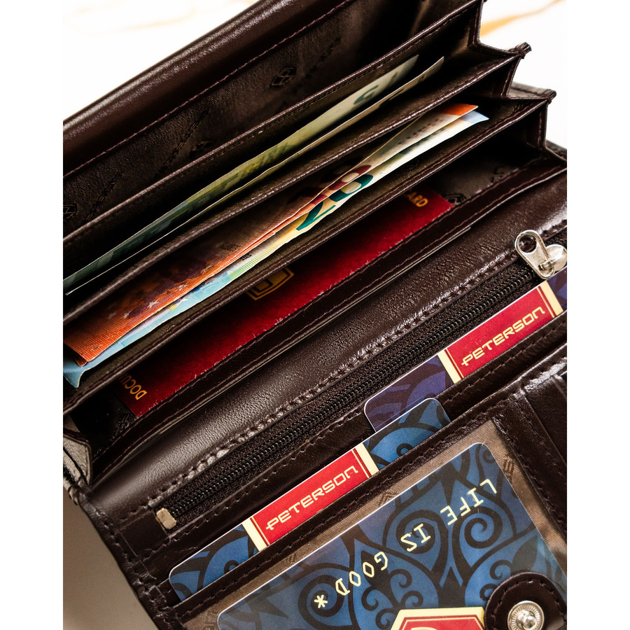 Leather wallet RFID PETERSON PTN RD-08-NGV