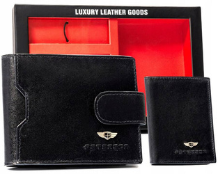 Leather wallet+case+key ring set PETERSON PTN SET3-N78L-VT