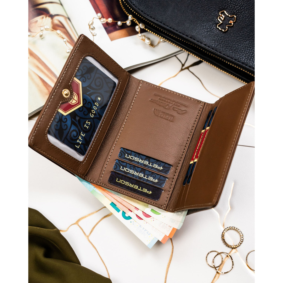 Leather and leatherette wallet RFID PETERSON PTN PS15-09-HNL