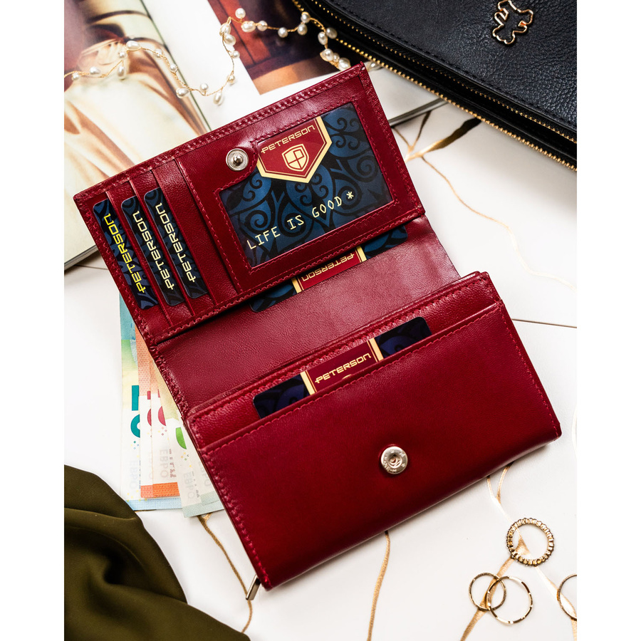 Leather wallet RFID PETERSON PTN RD-22-NGV