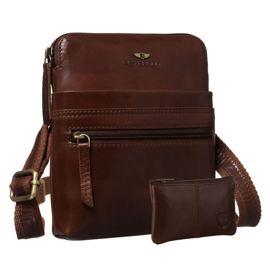 Malá hnedá pánska kožená crossbody taška – ľahká, štýlová a kompaktná